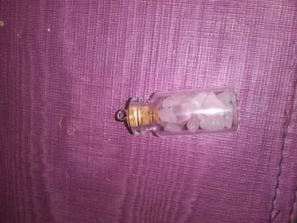 Glass Bottle Charm with Crystal Chips