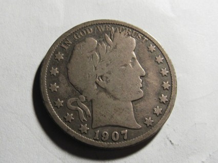 ★★ 1907-S BARBER HALF DOLLAR VG ★★ **BETTER DATE** "90% SILVER"