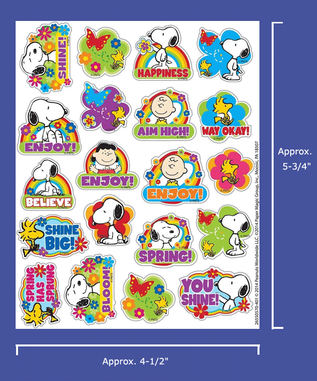 FREE: One (1) Sheet Peanuts / Snoopy Stickers - 20 Stickers