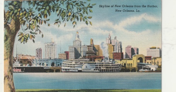 Vintage Used Postcard: 1941 New Orleans Skyline, LA