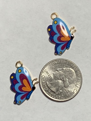 ❤BUTTERFLY CHARMS~#8~SIDE VIEW~SET OF 2~FREE SHIPPING❤