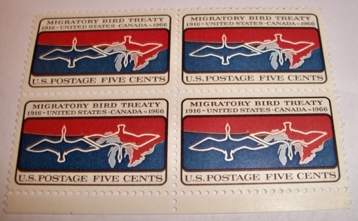 Scott #1306, Migratory Bird Treaty, 4 Useable 5¢ US Postage Stamps