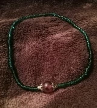 Green & red ball charm beaded stretch necklace wrap bracelet new