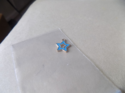 blue enamel hollow star charm