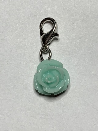 ❣ROSE DANGLE FLOWER CHARM~TEAL #1~LAST ONE~WITH LOBSTER CLASP~FREE SHIPPING❣