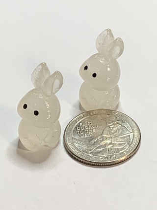 BUNNIES~#2~WHITE~SET OF 2 BUNNIES~GLOW IN THE DARK~FREE SHIPPING!