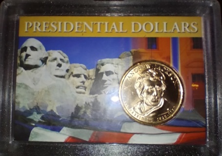 Uncirculated Andrew Jackson $1 Presidential Dollar Coin Whitman plastic case beautiful take a look.