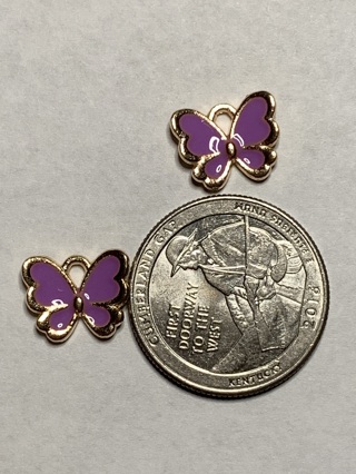 BUTTERFLY CHARMS~#34~DARK PURPLE~SET OF 2~FREE SHIPPING!