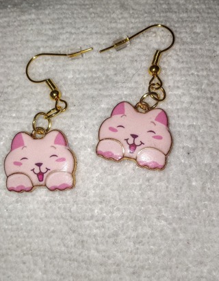 Pink cat earrings