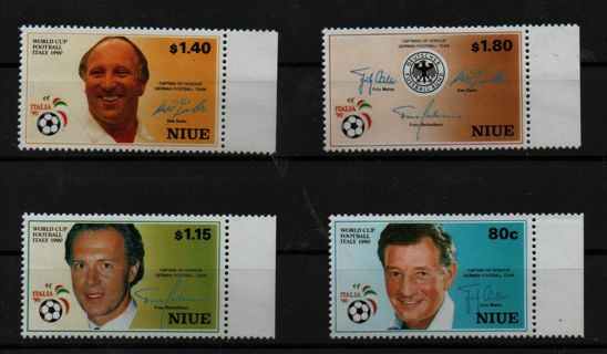 german soccer start - set of 4 mint stamps from Niue