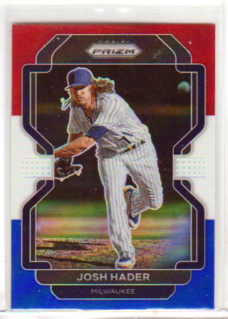 Josh Hader,  2022 Panini Prizm Red, White & Blue Card #130,  Milwaukee Brewers,  (EL)