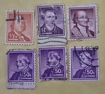 One Lot of 6 Used People US Postage Stamps