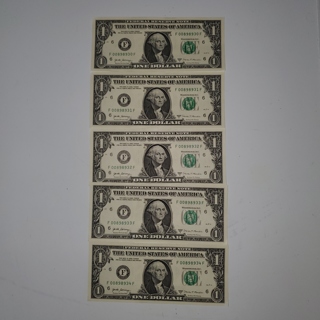 5 $1's Sequential Order, Fancy Numbers