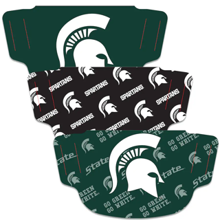 New Michigan State Spartans WinCraft Adult Face Covering 3-Pack - MADE IN USA Orig. $20
