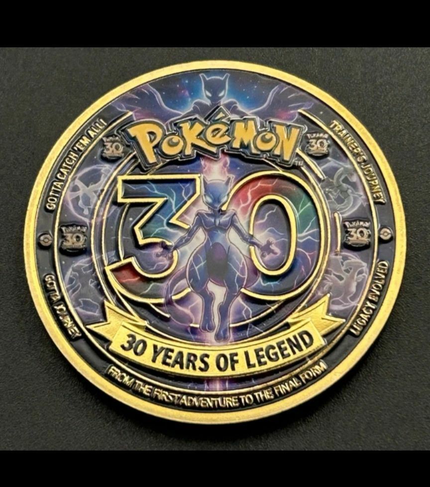 Free: Gold Color Colorized Pokemon 30th Anniversary Mewtwo Metal Coin