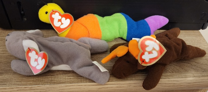 NEW - TY Teeny Beanie Babies - "Mel", "Inch" & "Chocolate" 