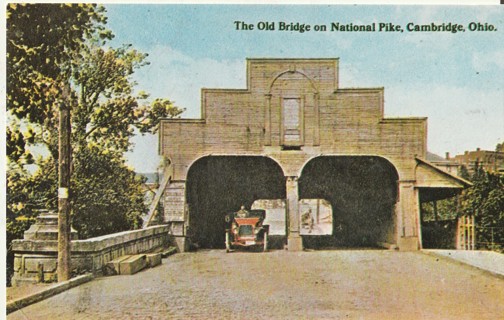 Vintage Unused Postcard: h: Old Bridge on National Pike, Cambridge, OH