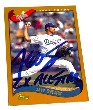 Autographed Jeff Shaw 2002 Topps BASEBALL #87 Los Angeles Dodgers/With 2 Time All Star Inscription