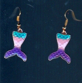  GP ENAMEL MERMAID TAIL EARRINGS STYLE 1 LOT 5 (PLEASE READ DESCRIPTION)