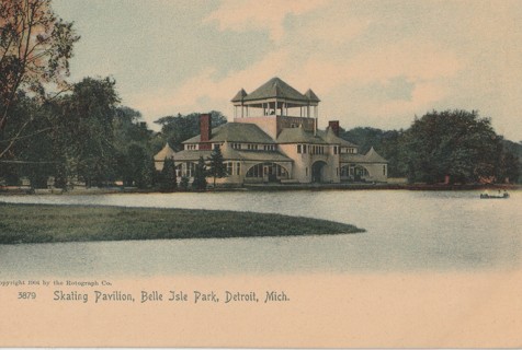 Vintage Unused Postcard: a: Skating Pavilion, Belle Isle Park, Detroit, MI