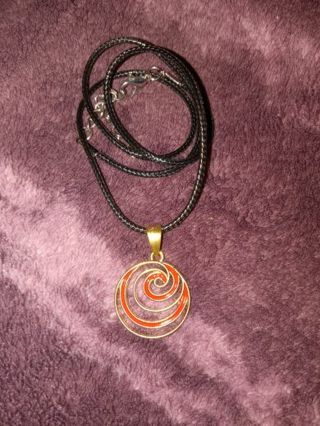 Free shipping Red gold swirl fireball charm Necklace nip