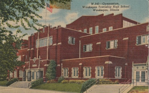 Vintage Used Postcard: 1954 Gumnasium, Waukegan Highschool, IL