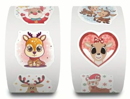 ➡️SuPeR SPECIAL⛄(30) 1" CUTE REINDEER STICKERS!!⭕CHRISTMAS