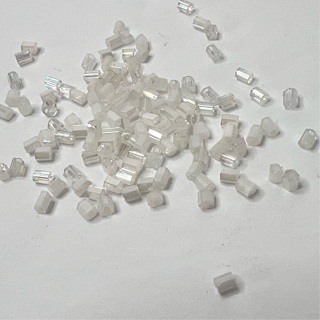 White Iridescent Tube Bugle Beads