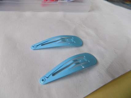 Pair of metal hair clips # 21 sky blue