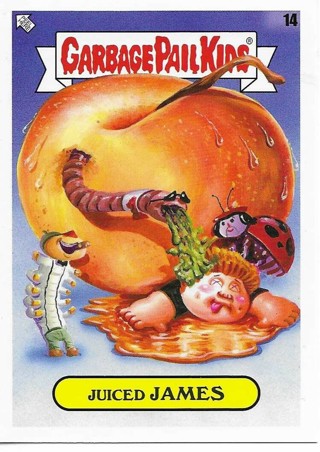 Brand New 2022 Topps Garbage Pail Kids Juiced James Sticker From the Book Worms Set 