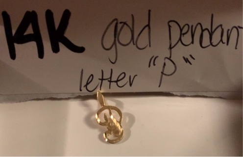 14K gold letter “P” pendant (small)