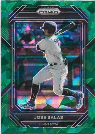 2023 PRIZM JOSE SALAS GREEN CRACKED ICE PRIZM REFRACTOR ROOKIE CARD 