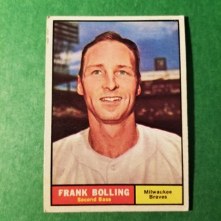 1961 - TOPPS EXMT - NRMT BASEBALL - CARD NO. 335 - FRANK BOLLING - BRAVES