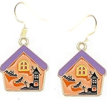 GP ENAMEL HAUNTED HOUSE EARRINGS STYLE 2 #3 (PLEASE READ DESCRIPTION)