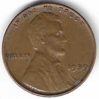 1939 Lincoln Wheat Penny U.S. One Cent Coin