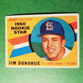 1960 - TOPPS BASEBALL CARD NO. 124 - JIM DONOHUE ROOKIE - CARDINALS