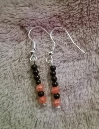 Orange Crystal black beaded hook earrings nip