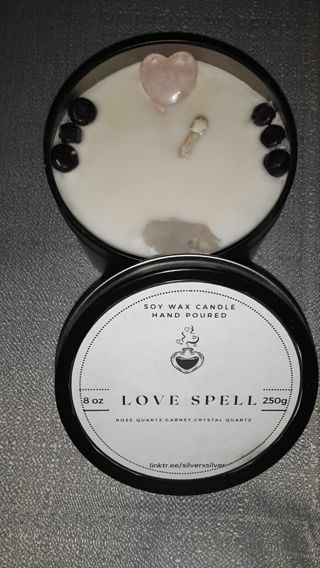 Love spell* gemstone intention candle* handmade scented soy wicca