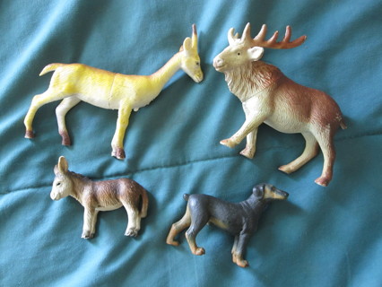cool vintage Large Toys Lot: Antelope, Elk, Dog, Donkey