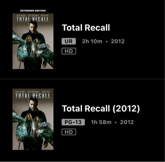 Total Recall (2012) & Unrated Extended Edition HD MA