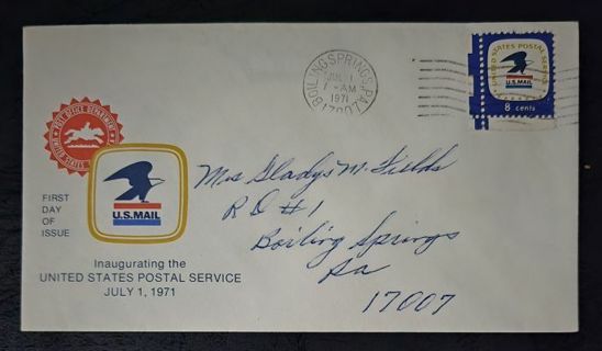 One Postal Service First Day Cover Jun 1st 1971