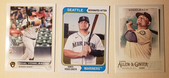 Daniel Vogelbach 3 different Cards - Seattle Mariners Milwaukee Brewers