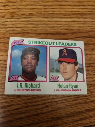 1980 Topps Baseball Strikeout Leaders Nolan Ryan/JR Richard #206 VG condition, Free Shipping!