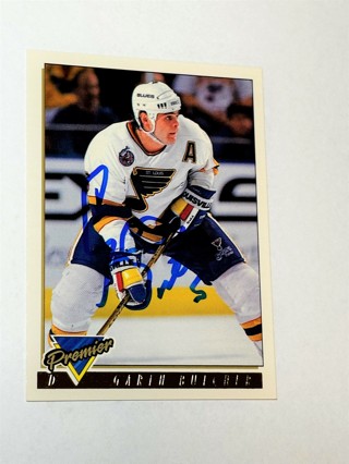 Autographed 1993-94 Topps Premier Blues Hockey Card #316 Garth Butcher