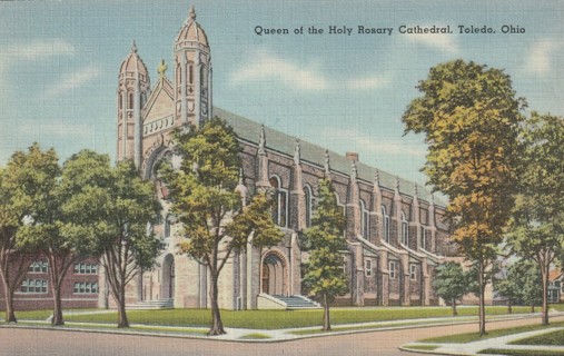 Vintage Used Postcard: Linen: Queen of the Holy Rosery Cathedral, Toledo, OH