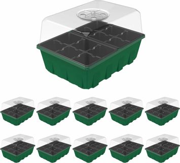 10 Seed Starter Trays with Dome 120-Cells