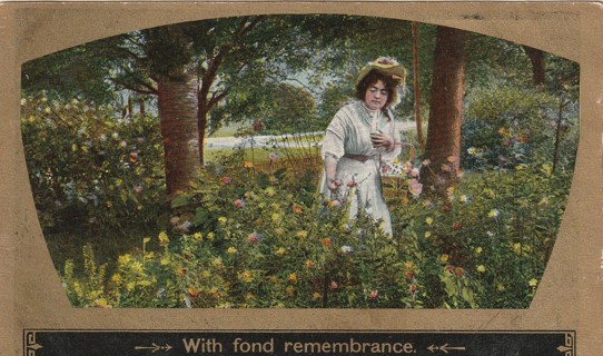 Vintage Used Postcard: Pre Linen: With Fond Rememberance