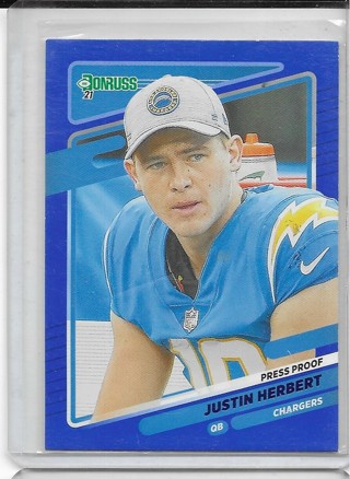 Justin Herbert 2021 Donruss Press Proof Blue #70