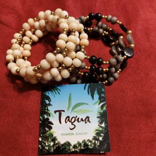Pair Tagua bead wrap bracelets