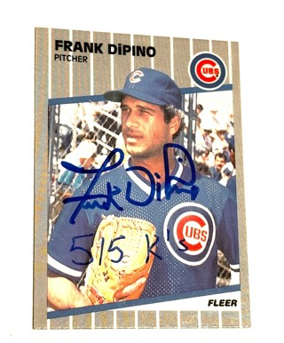 Autograph 1989 Fleer #423 Frank DiPino Pitcher Chicago Cubs/with 515 K's Inscription